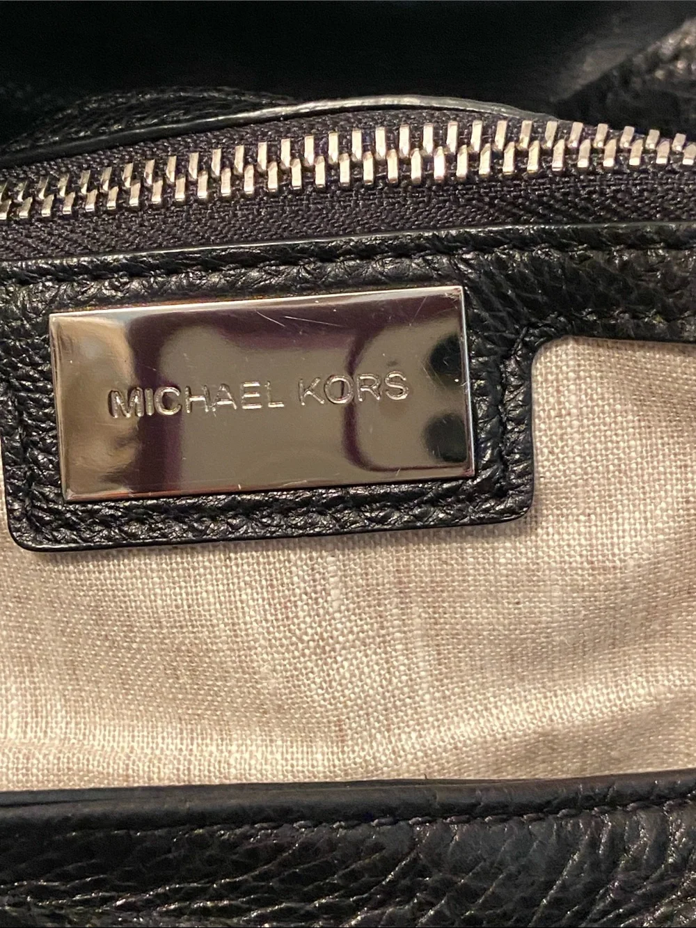 Michael Kors Darlington Black Leather Crossbody Bag w/Silver Hardware Details